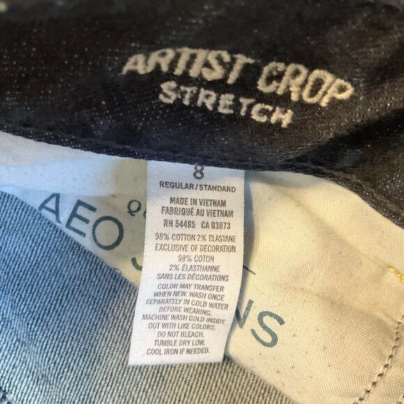 American Eagle Outfitters Women Cropped Jeans size 8 R Blue Mid Rise Stretch - Picture 9 of 11